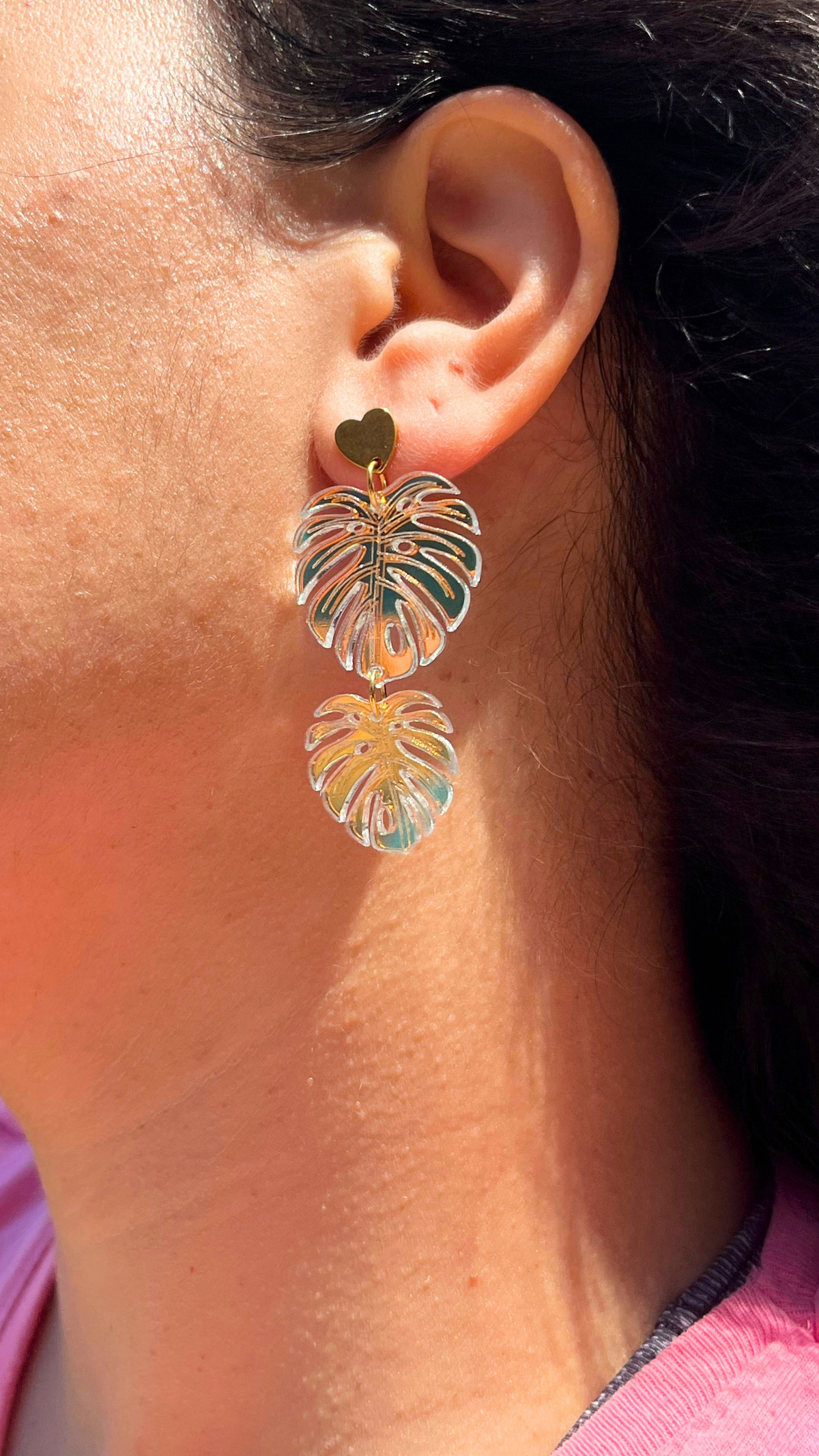 Boucles d'oreilles MONSTERA iridescentes