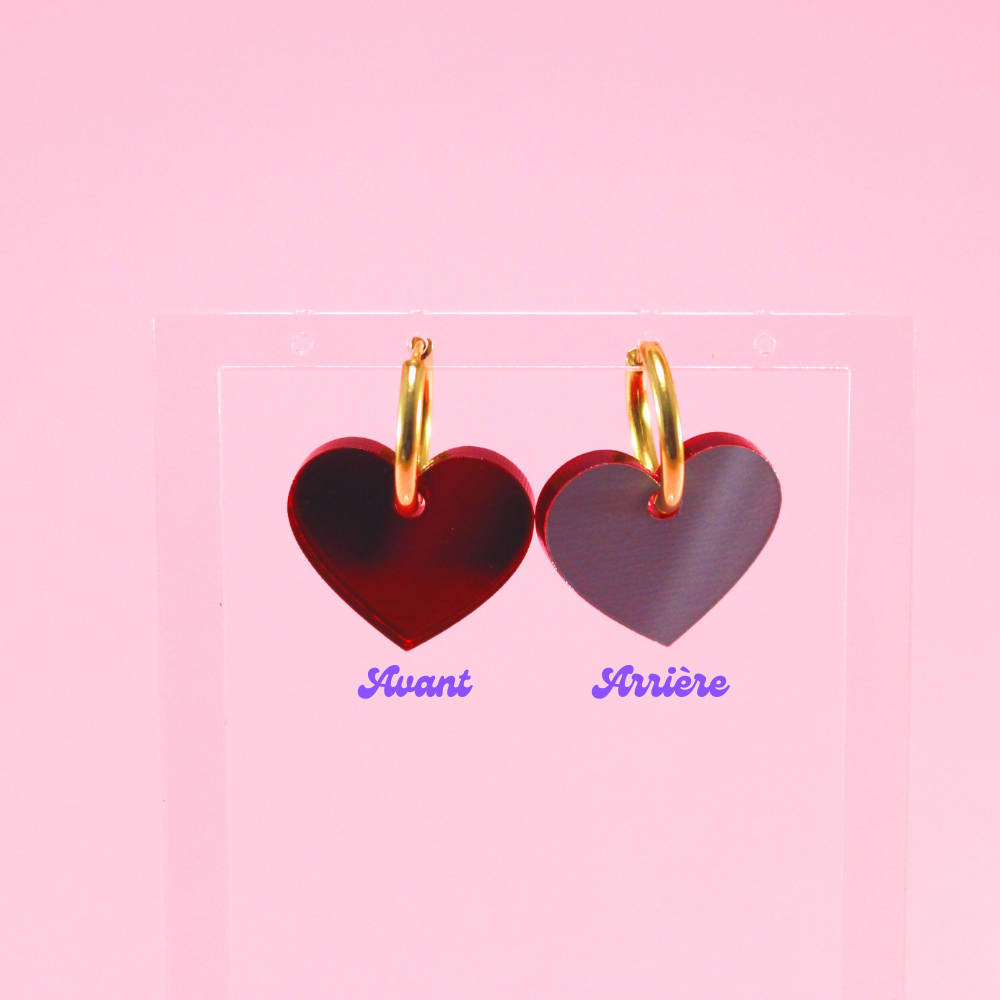 Boucles d'oreilles créoles Red Love