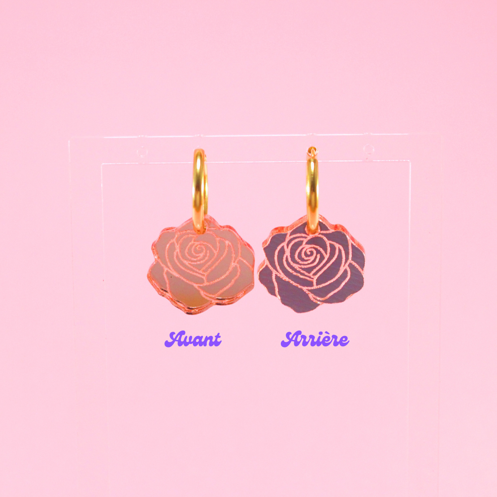 Boucles d'oreilles créoles Pink Roses