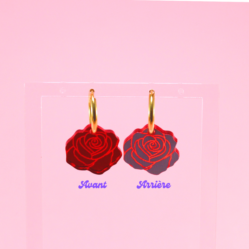 Boucles d'oreilles créoles Red Roses