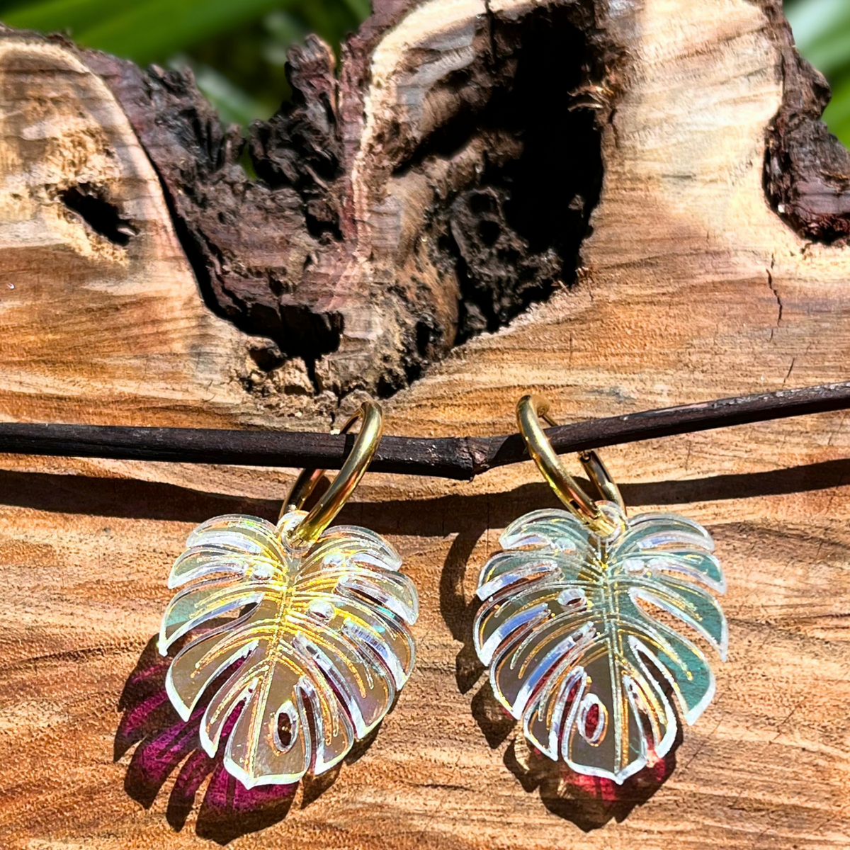 Creoles MONSTERA iridescentes