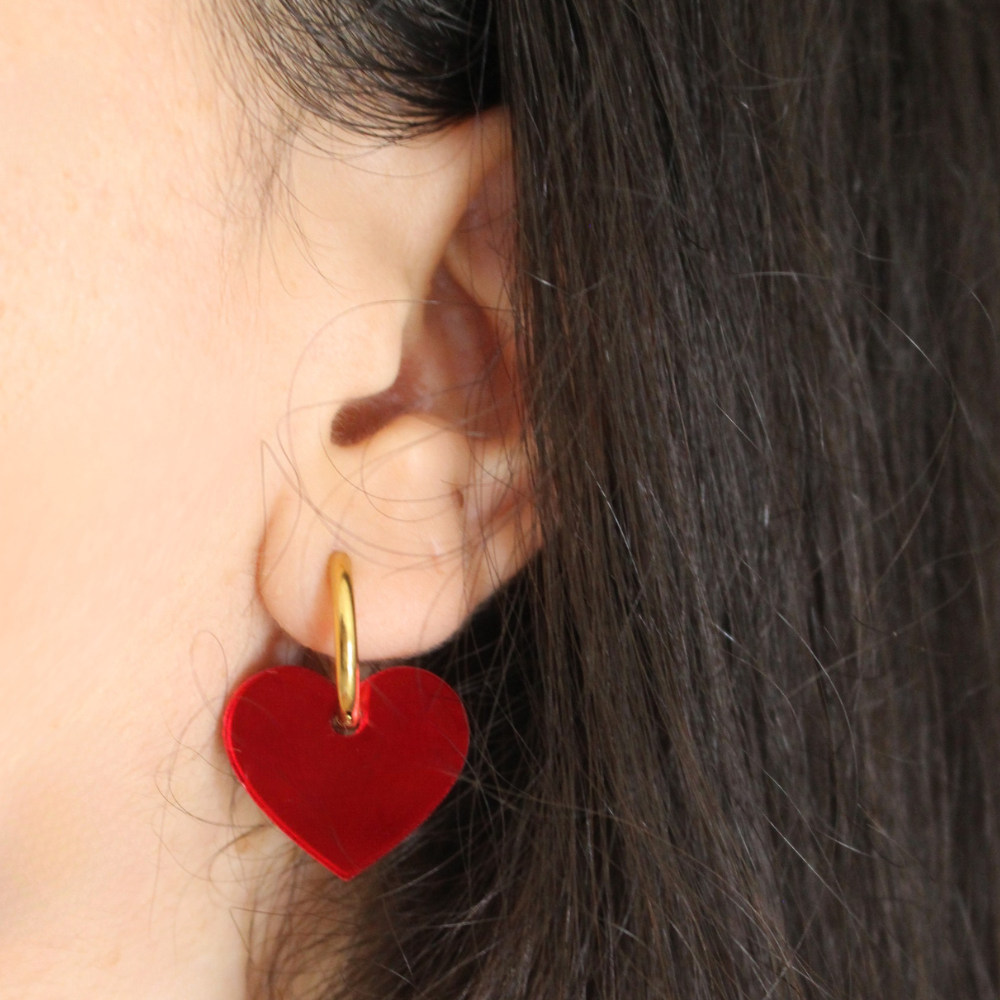 Boucles d'oreilles créoles Red Love