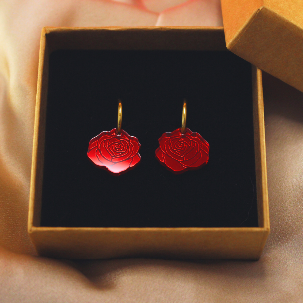 Boucles d'oreilles créoles Red Roses