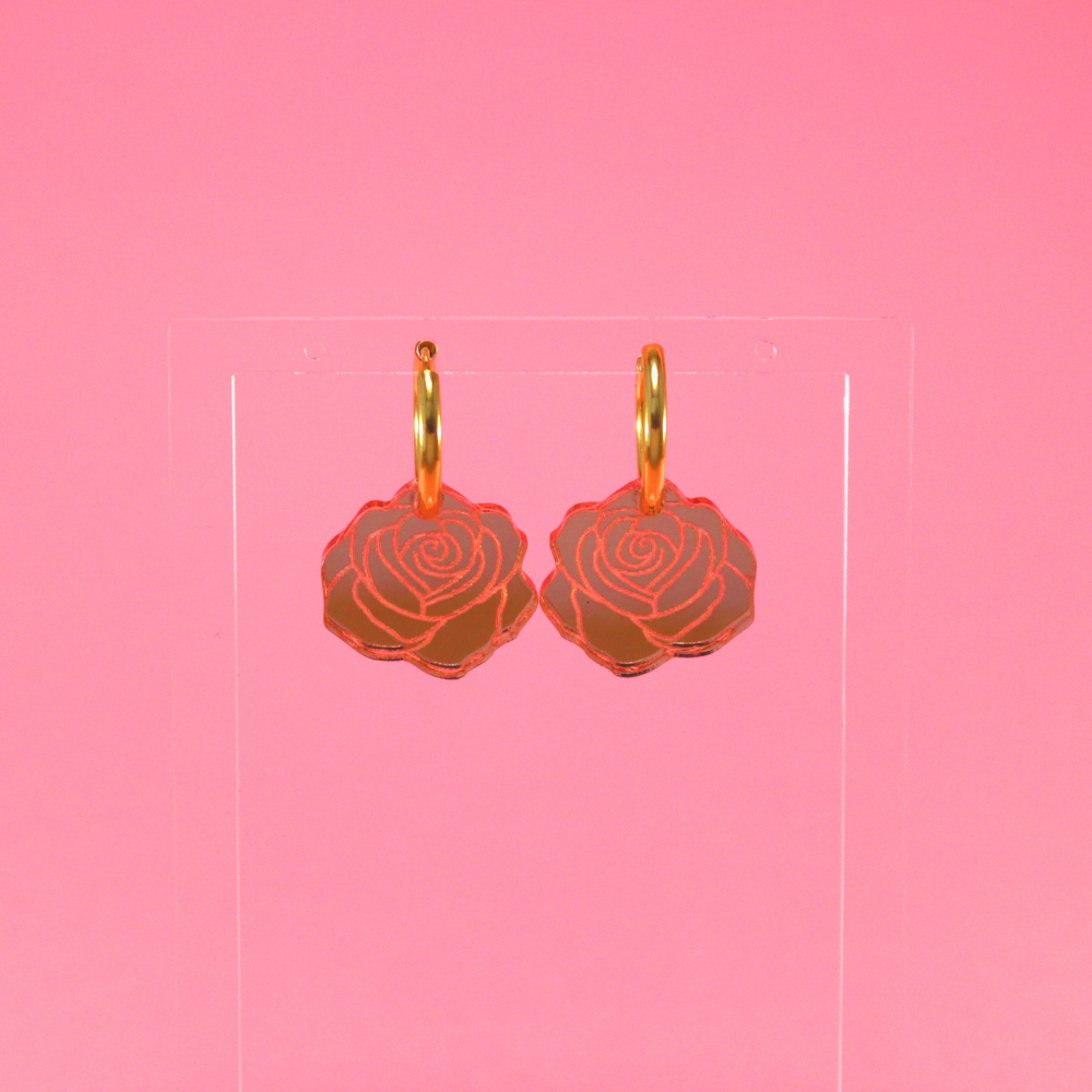 Boucles d'oreilles créoles Pink Roses