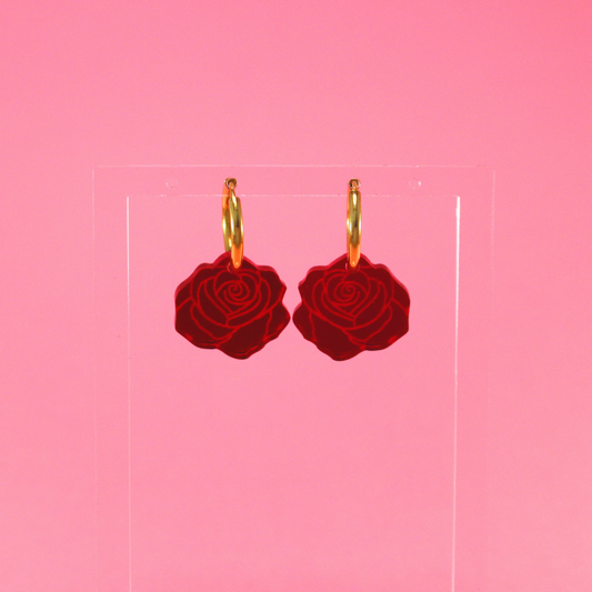 Boucles d'oreilles créoles Red Roses