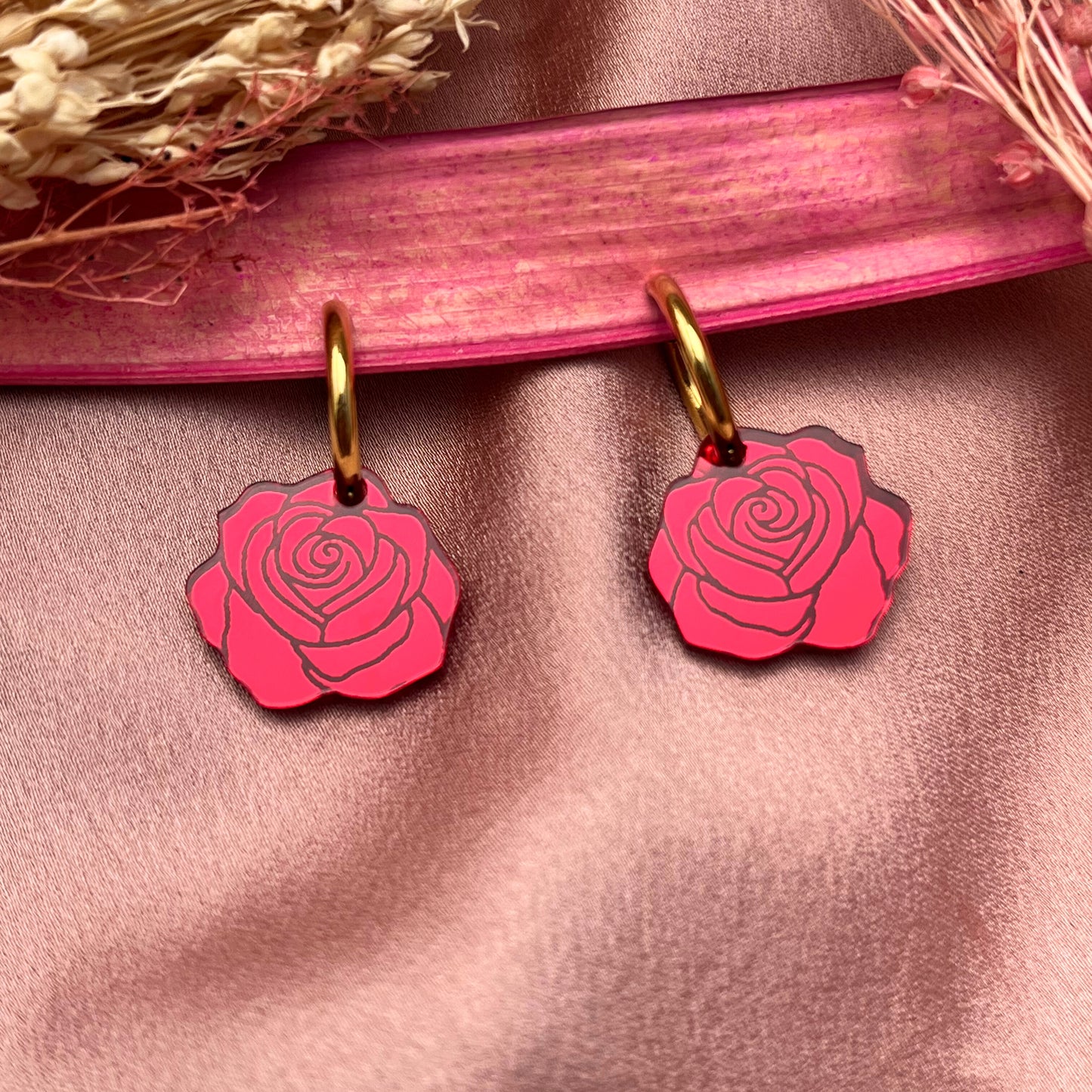 Boucles d'oreilles créoles Red Roses